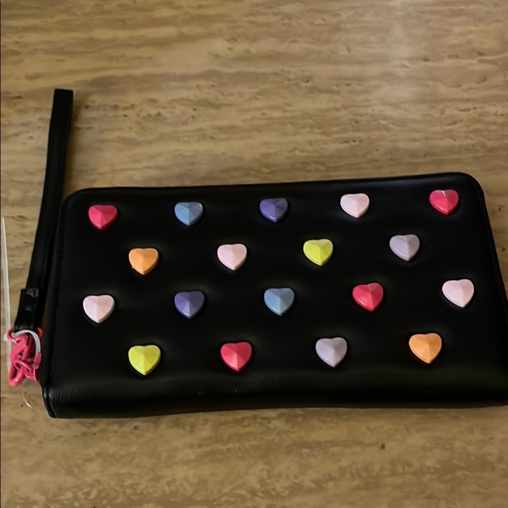Black Clutch with Colorful Heart Studs